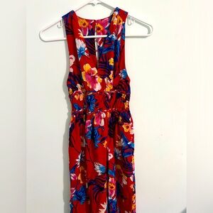 Japna red tropical pattern maxi length dress
